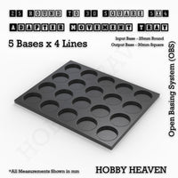 Round to Square Movement Trays Adapters for Tabletop Games
