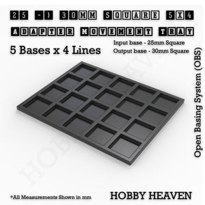 Square and Rectangle Movement Trays Adapters for Tabletop Games