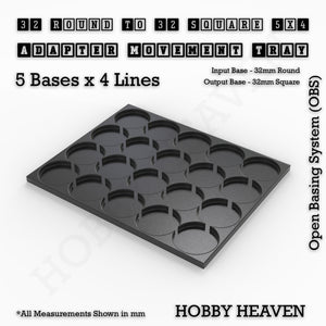 Round to Square Movement Trays Adapters for Tabletop Games