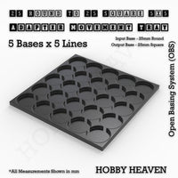 Round to Square Movement Trays Adapters for Tabletop Games
