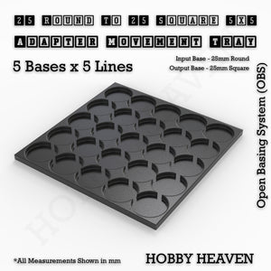 Round to Square Movement Trays Adapters for Tabletop Games