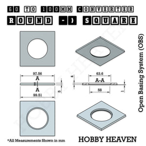 Round to Square Bases Shape and Size Converters 3d Print Full Range