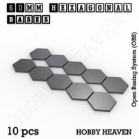 Hexagonal Bases 10mm to 200mm 3d Print Full Range Tabletop Games
