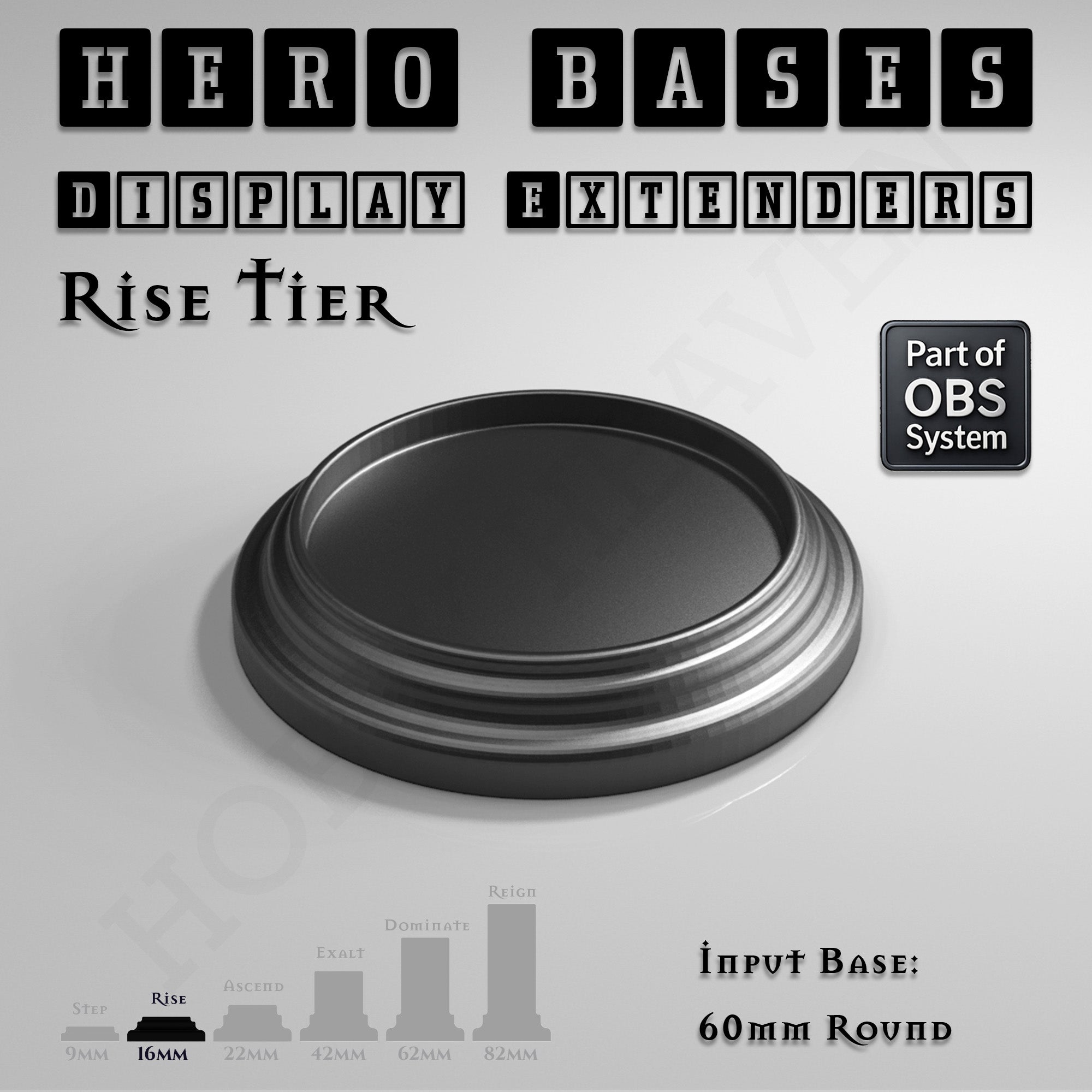 Hero Bases Display Extenders | Round and Ovals | Convert Gaming Bases to Display Bases & Plinths