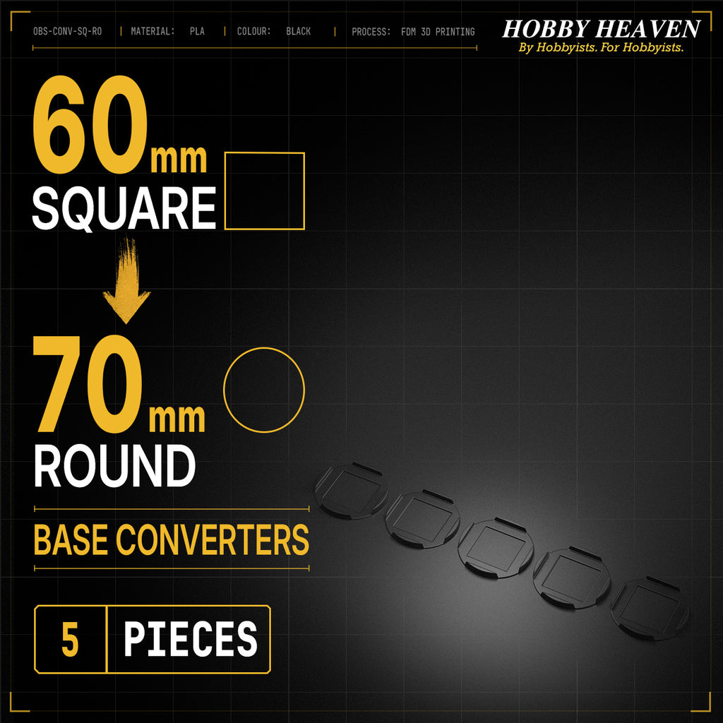 Square to Round Base Converters 3D Print Full Range