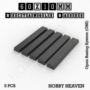 Rectangle Bases Range Sizes - 20x15mm to 75x25mm Small Sizes 3d Print Full Range Tabletop Games