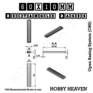 Rectangle Bases Range Sizes - 20x15mm to 75x25mm Small Sizes 3d Print Full Range Tabletop Games