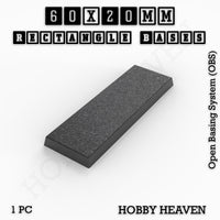 Rectangle Bases Range Sizes - 20x15mm to 75x25mm Small Sizes 3d Print Full Range Tabletop Games
