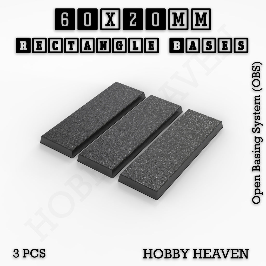 Rectangle Bases Range Sizes - 75x30mm to 125x40mm Medium Sizes 3d Print Full Range Tabletop Games