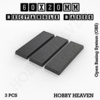 Rectangle Bases Range Sizes - 75x30mm to 125x40mm Medium Sizes 3d Print Full Range Tabletop Games