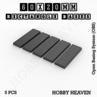 Rectangle Bases Range Sizes - 20x15mm to 75x25mm Small Sizes 3d Print Full Range Tabletop Games
