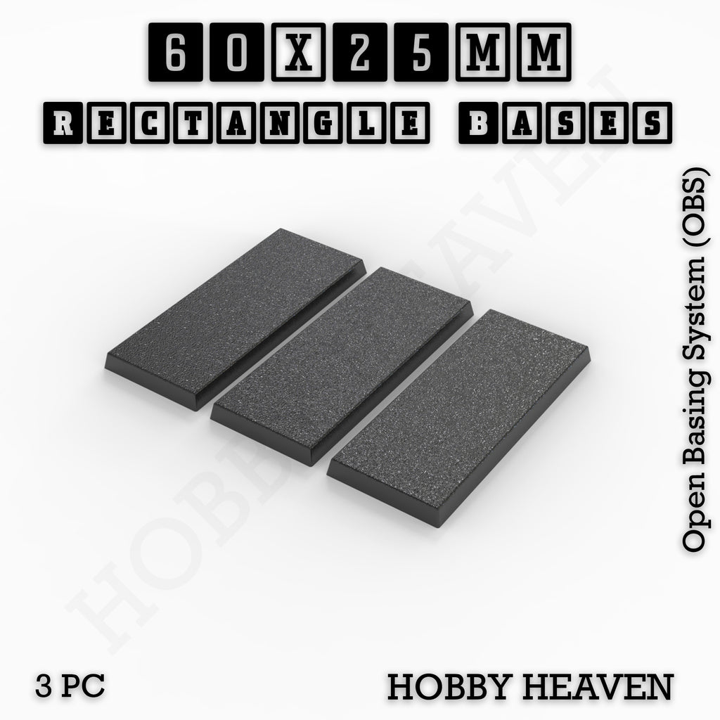 Rectangle Bases Range Sizes - 75x30mm to 125x40mm Medium Sizes 3d Print Full Range Tabletop Games