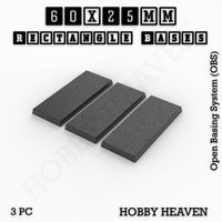 Rectangle Bases Range Sizes - 20x15mm to 75x25mm Small Sizes 3d Print Full Range Tabletop Games
