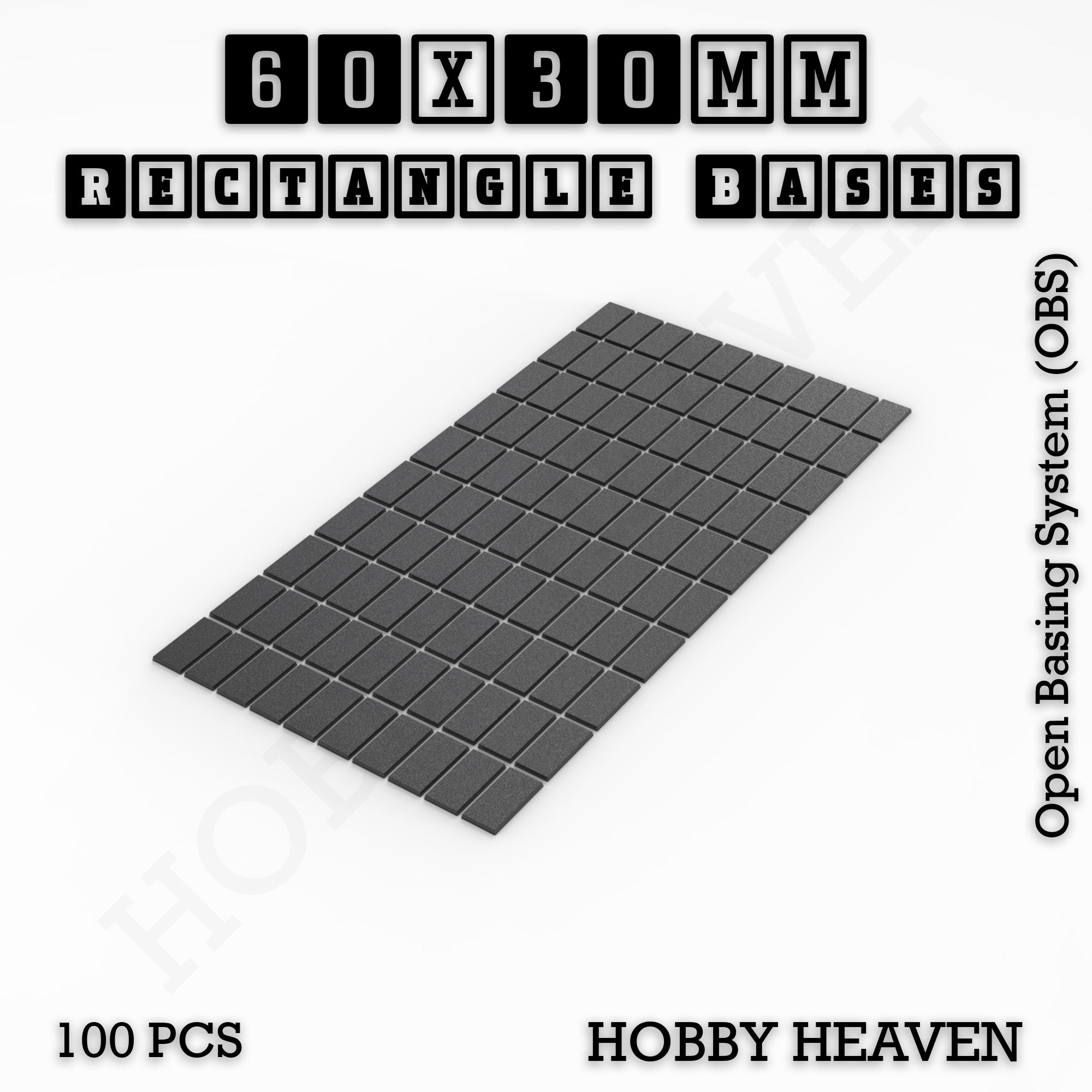 Rectangle Bases Range Sizes - 75x30mm to 125x40mm Medium Sizes 3d Print Full Range Tabletop Games