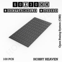 Rectangle Bases Range Sizes - 20x15mm to 75x25mm Small Sizes 3d Print Full Range Tabletop Games
