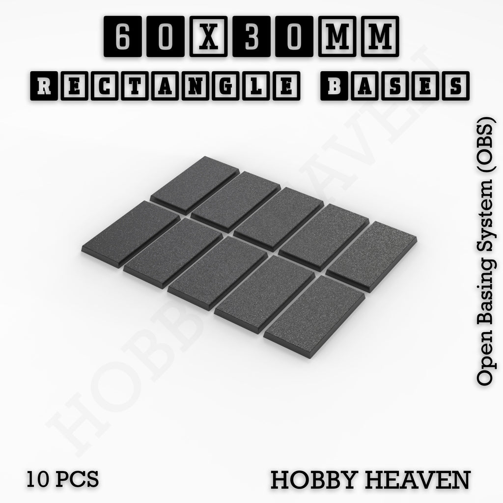 Rectangle Bases Range Sizes - 75x30mm to 125x40mm Medium Sizes 3d Print Full Range Tabletop Games