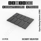 Rectangle Bases Range Sizes - 75x30mm to 125x40mm Medium Sizes 3d Print Full Range Tabletop Games