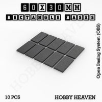 Rectangle Bases Range Sizes - 20x15mm to 75x25mm Small Sizes 3d Print Full Range Tabletop Games
