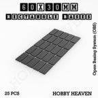 Rectangle Bases Range Sizes - 75x30mm to 125x40mm Medium Sizes 3d Print Full Range Tabletop Games
