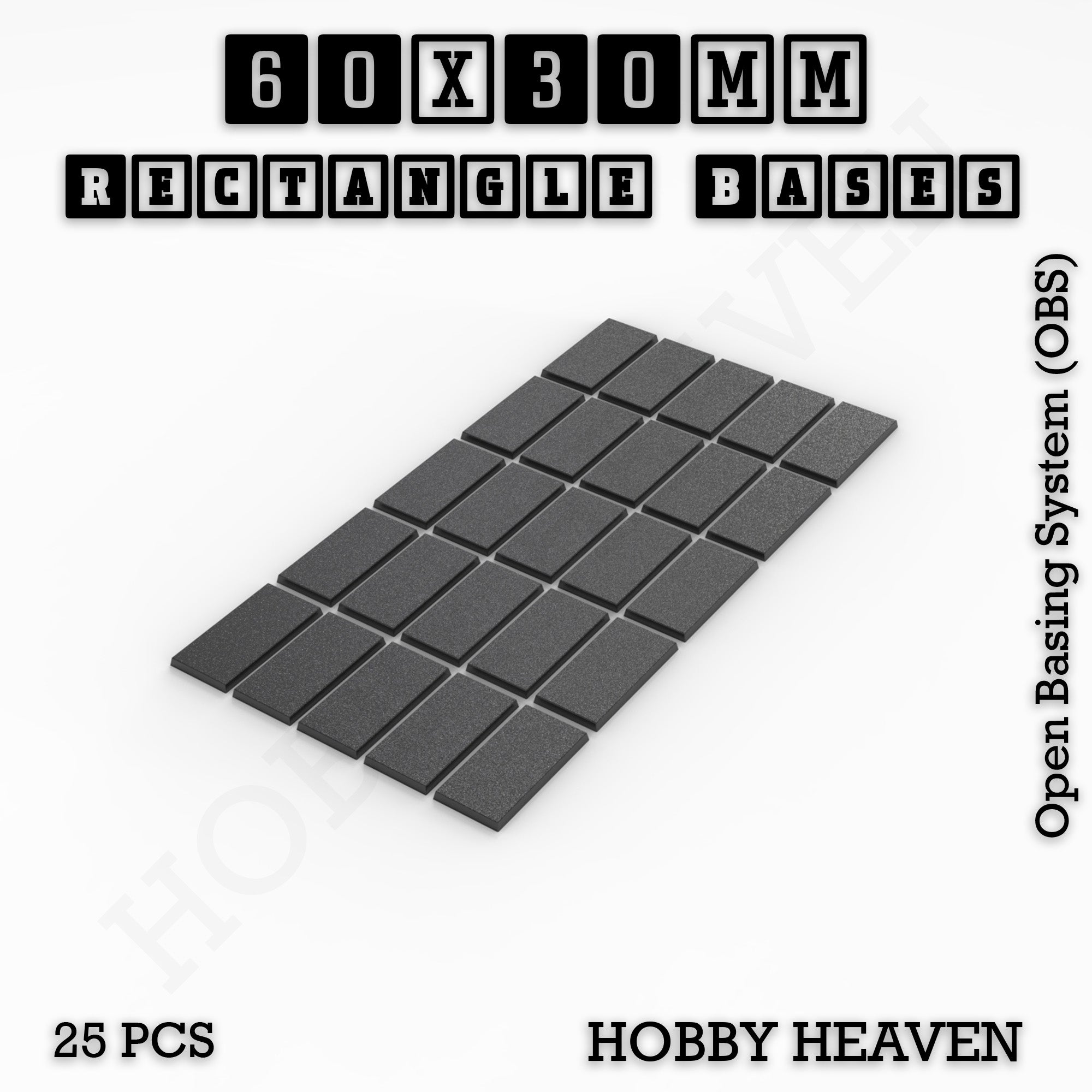 Rectangle Bases Range Sizes - 75x30mm to 125x40mm Medium Sizes 3d Print Full Range Tabletop Games