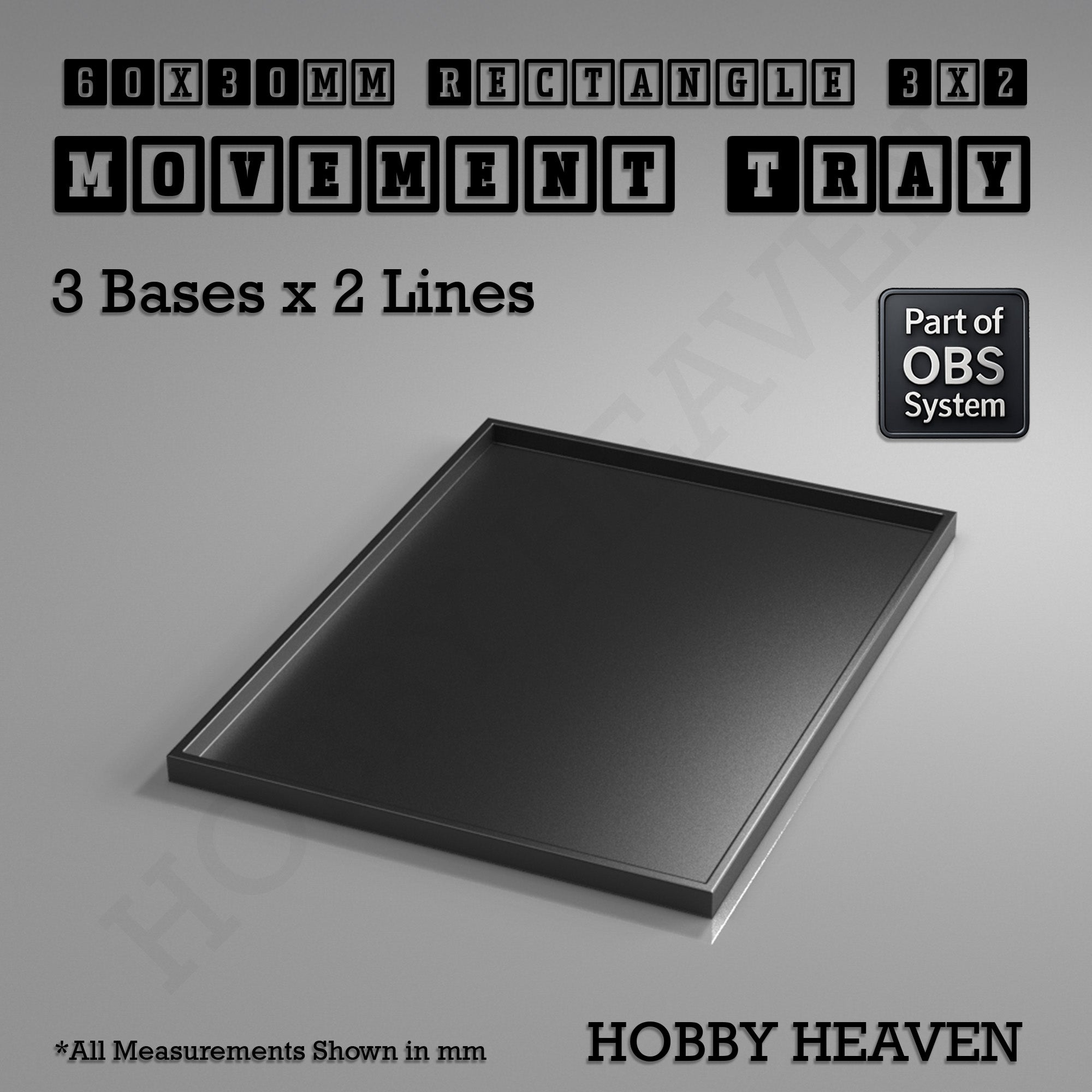 Rectangle Movement Trays | Cavalry & Monsters | 50×25-100×60mm | OBS System