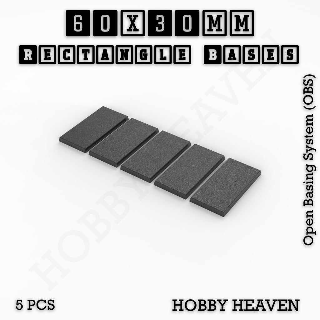 Rectangle Bases Range Sizes - 75x30mm to 125x40mm Medium Sizes 3d Print Full Range Tabletop Games