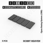 Rectangle Bases Range Sizes - 75x30mm to 125x40mm Medium Sizes 3d Print Full Range Tabletop Games
