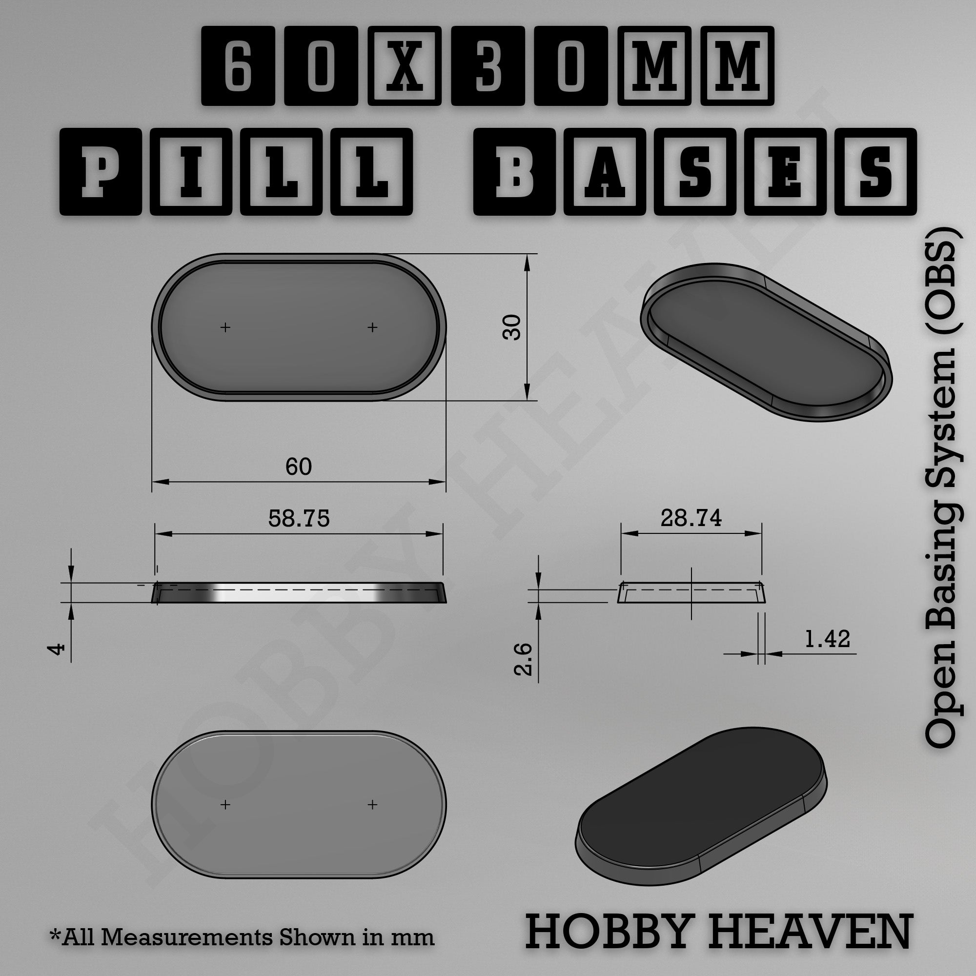 Pill Bases Range - 3d Print Full Range Tabletop Games