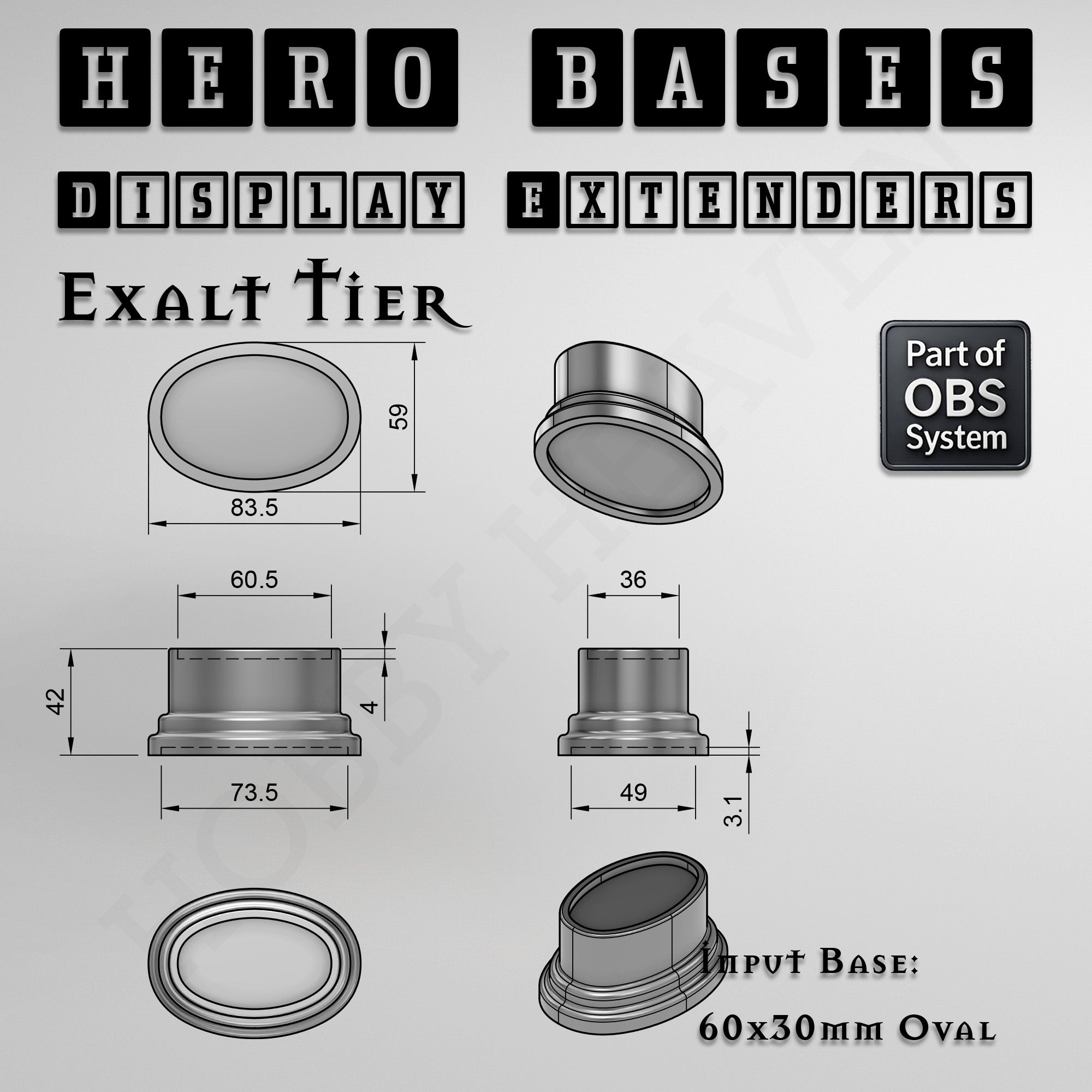 Hero Bases Display Extenders | Round and Ovals | Convert Gaming Bases to Display Bases & Plinths