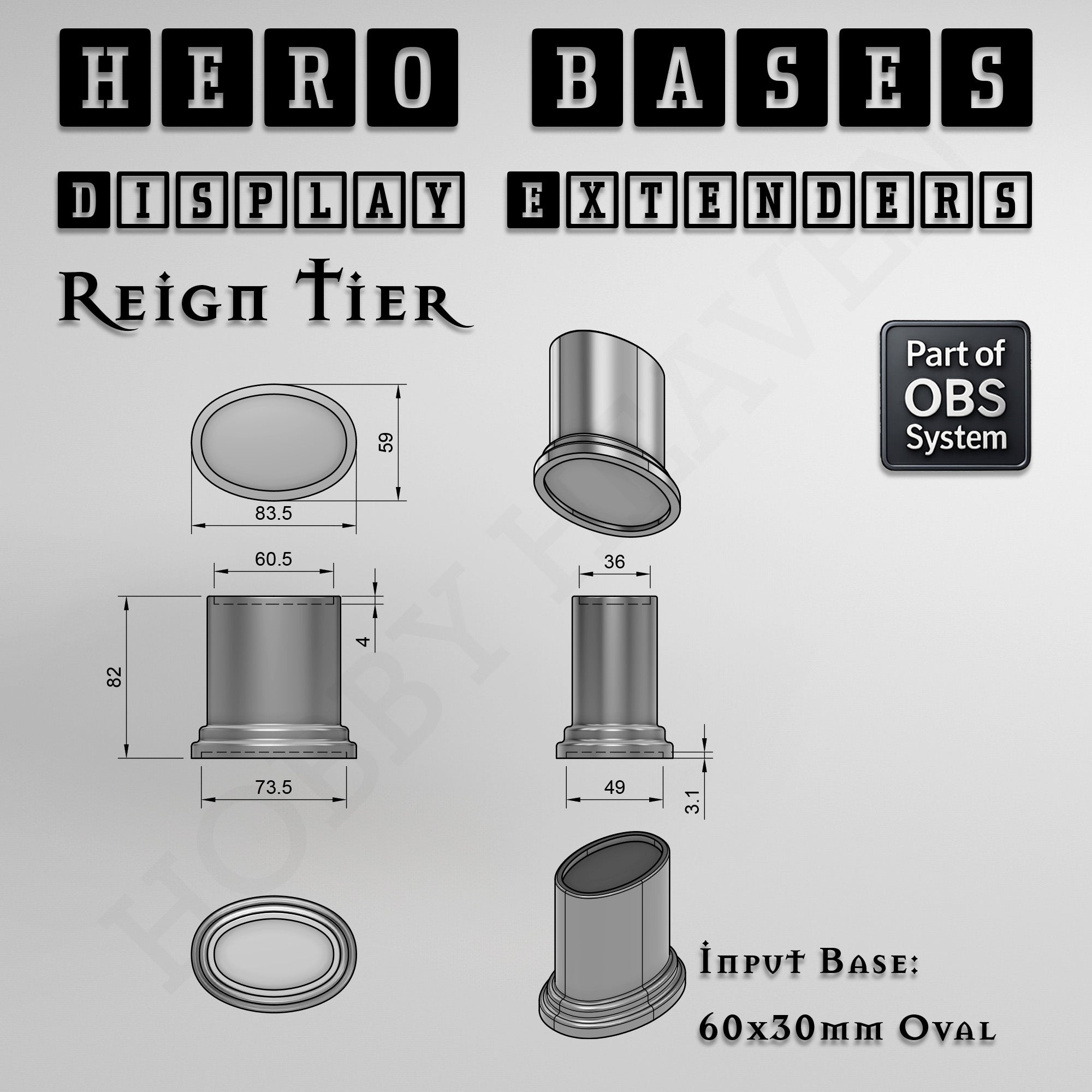 Hero Bases Display Extenders | Round and Ovals | Convert Gaming Bases to Display Bases & Plinths