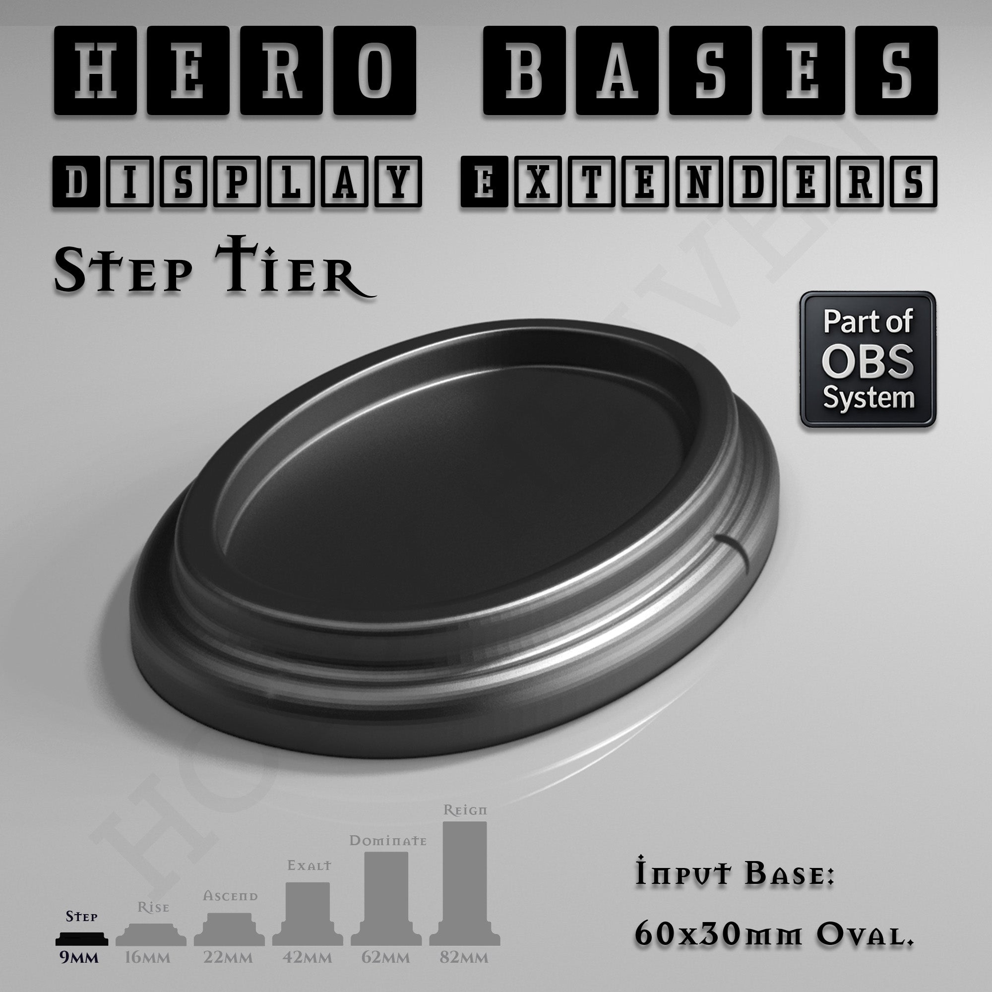 Hero Bases Display Extenders | Round and Ovals | Convert Gaming Bases to Display Bases & Plinths