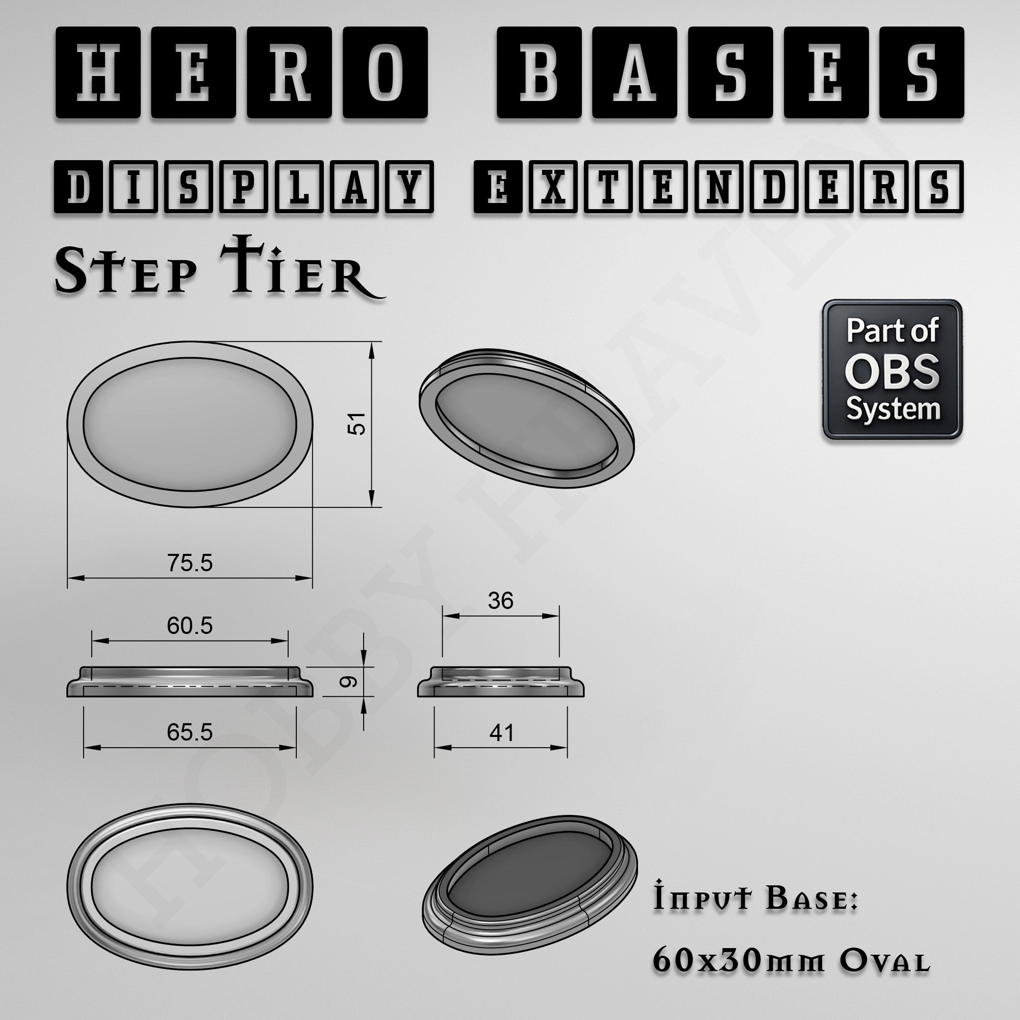 Hero Bases Display Extenders | Round and Ovals | Convert Gaming Bases to Display Bases & Plinths