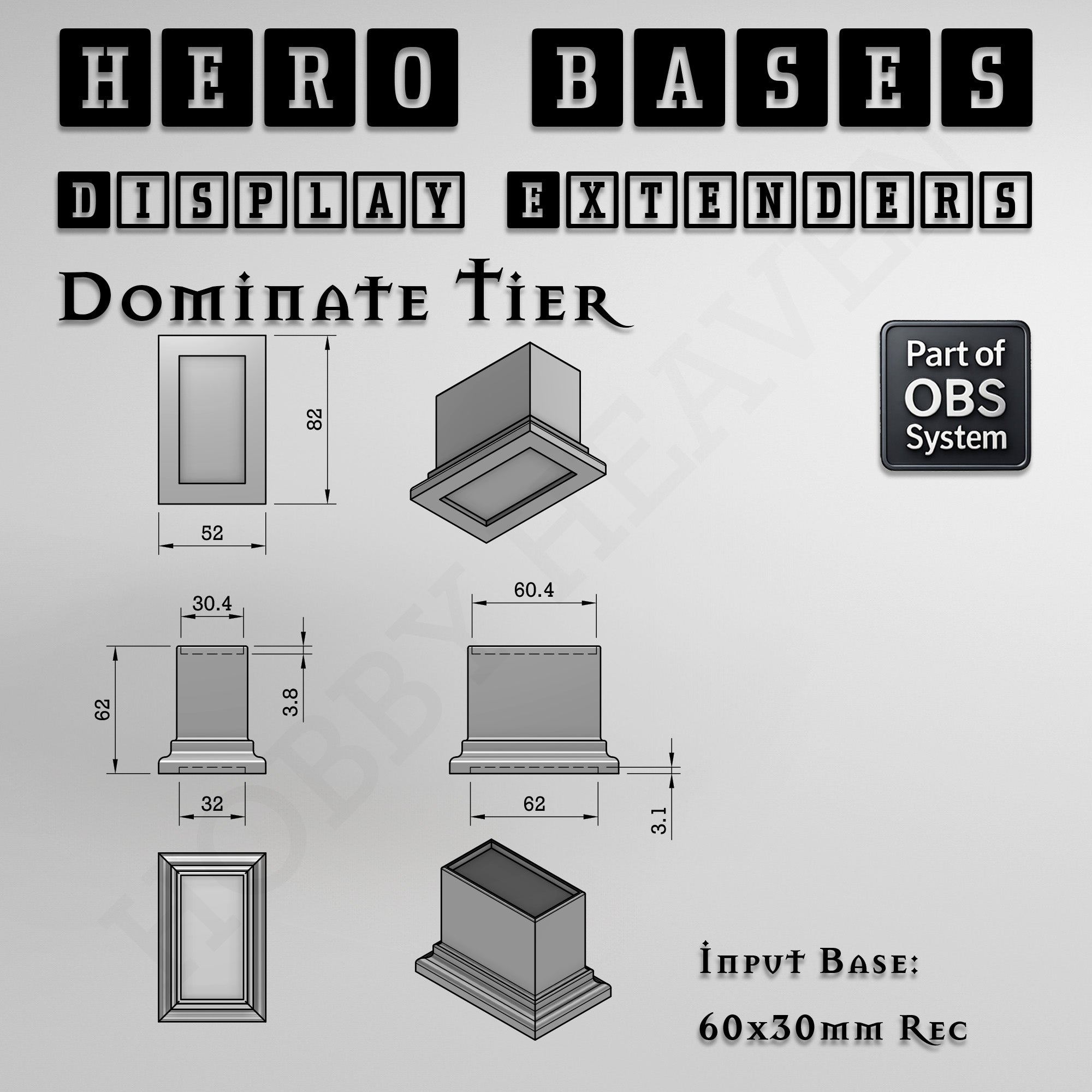 Hero Bases Display Extenders | Squares and Rectangles | Convert Gaming Bases to Display Bases & Plinths