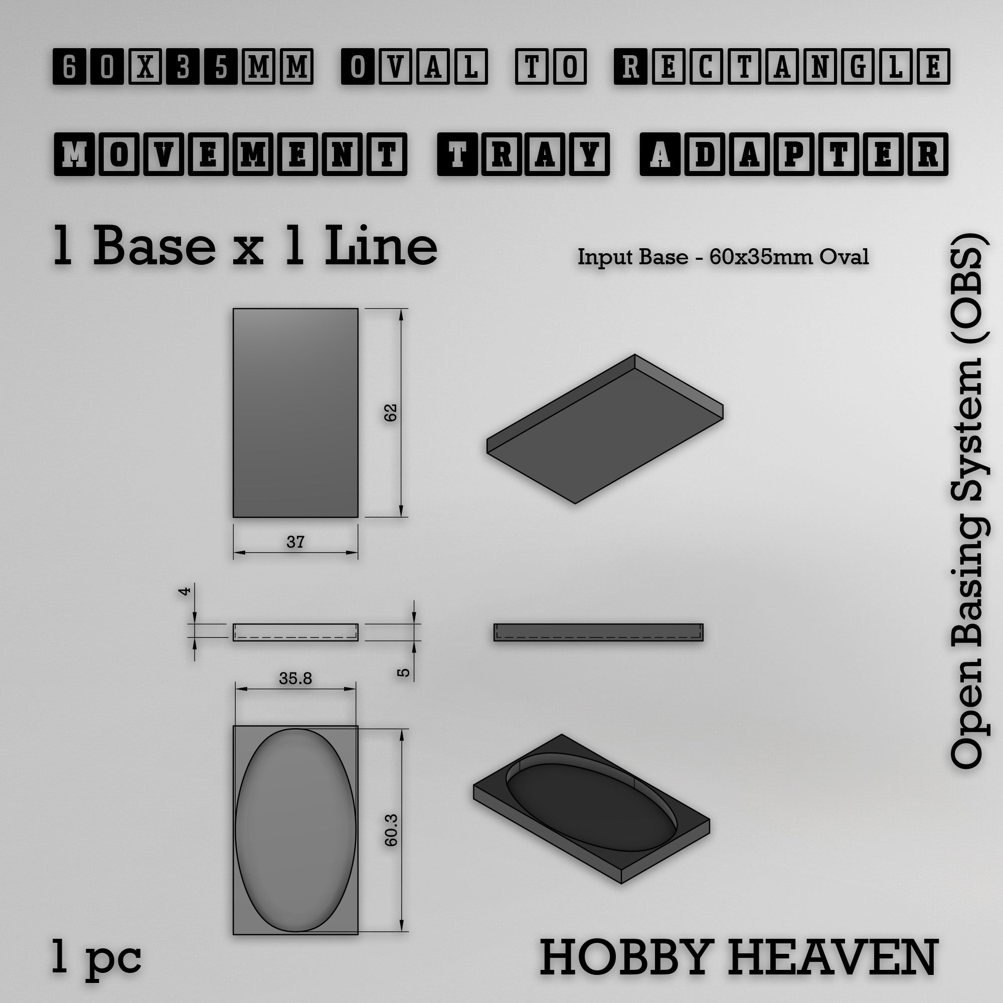 Oval to Rectangle Movement Tray Adapters