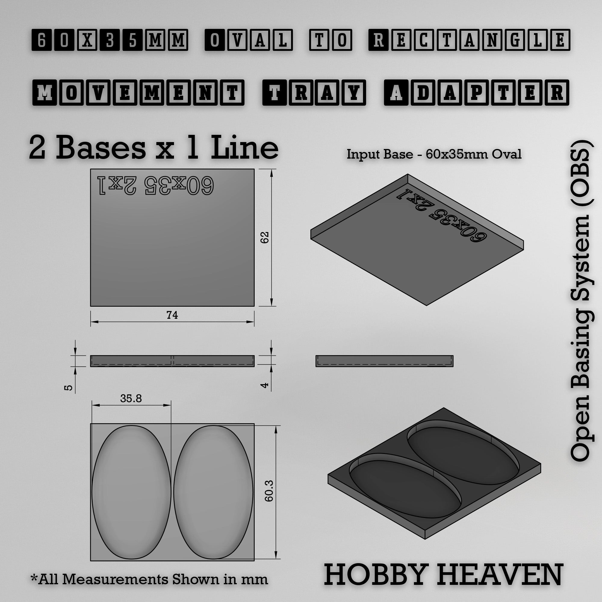 Oval to Rectangle Movement Tray Adapters