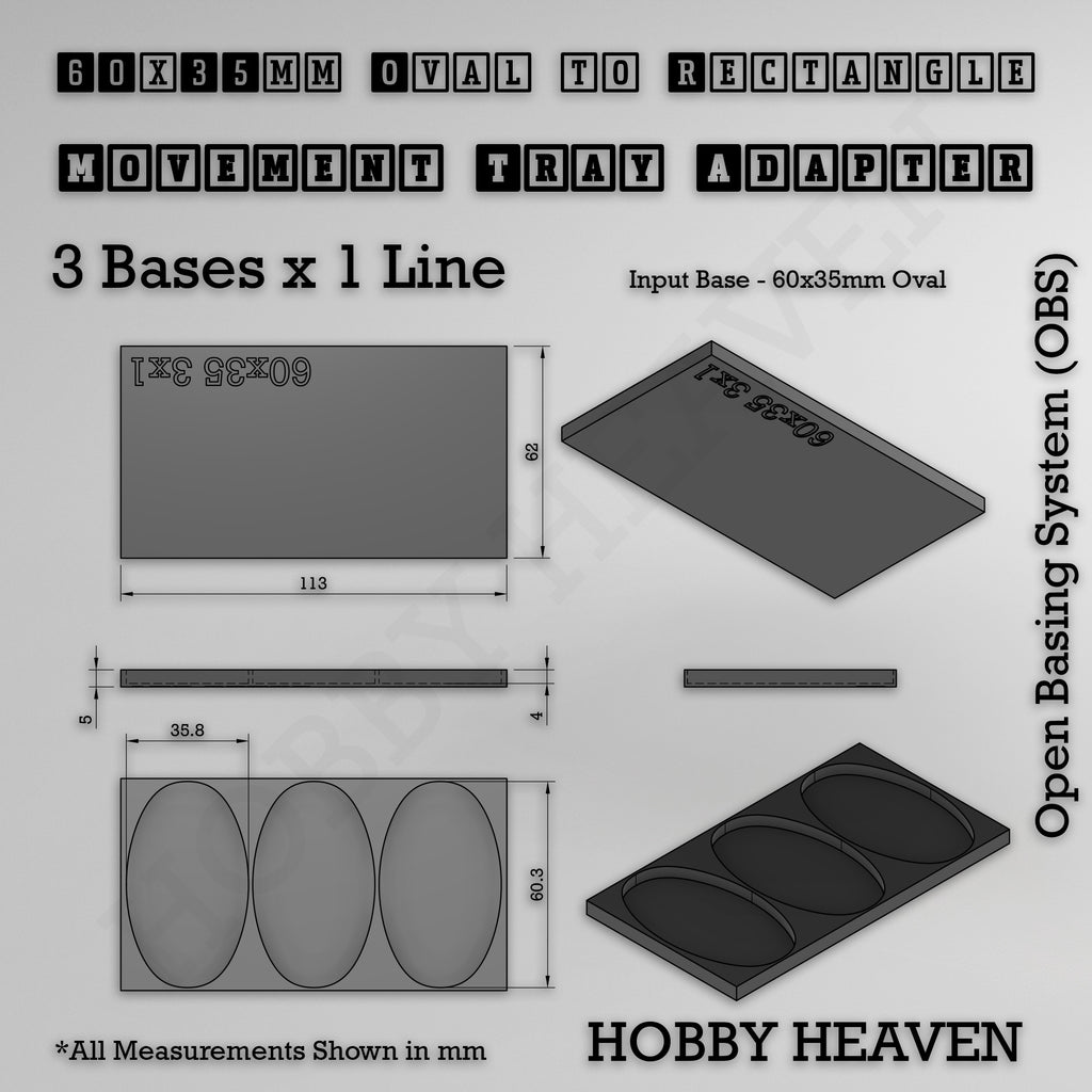 Oval to Rectangle Movement Tray Adapters