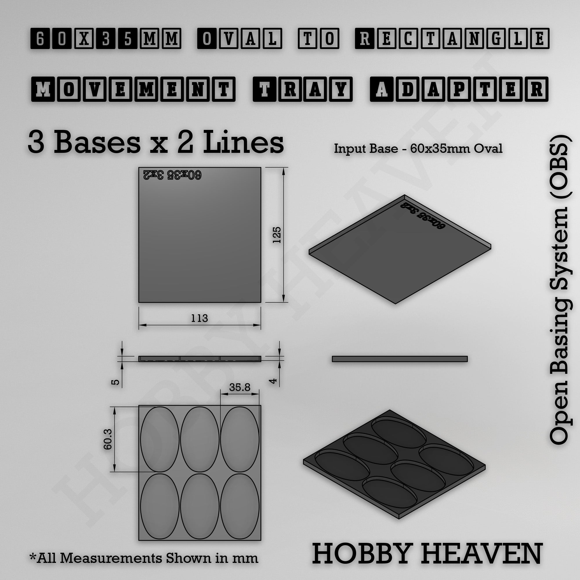 Oval to Rectangle Movement Tray Adapters