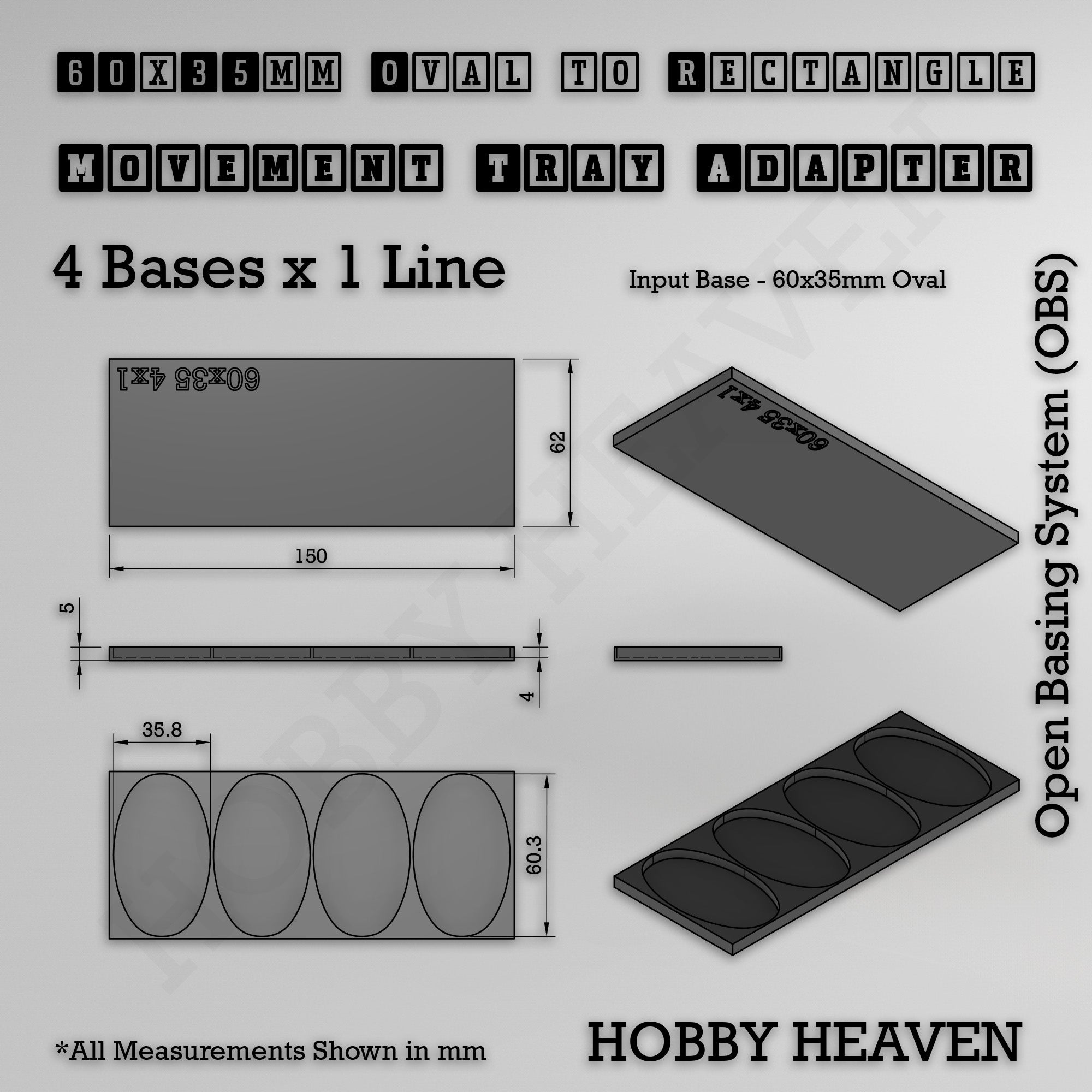 Oval to Rectangle Movement Tray Adapters