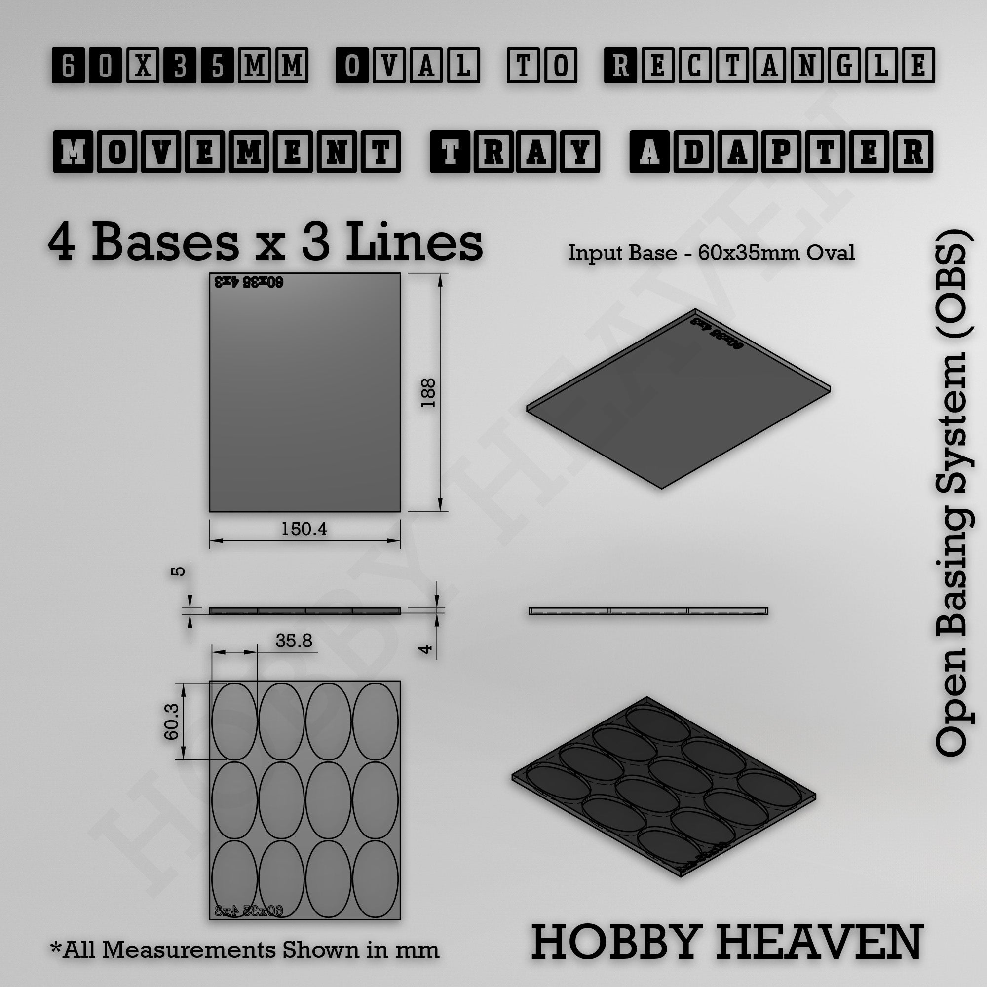 Oval to Rectangle Movement Tray Adapters