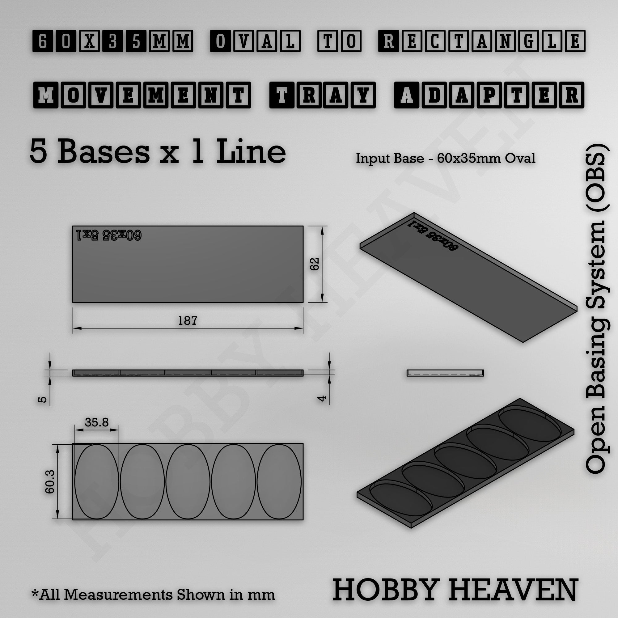 Oval to Rectangle Movement Tray Adapters