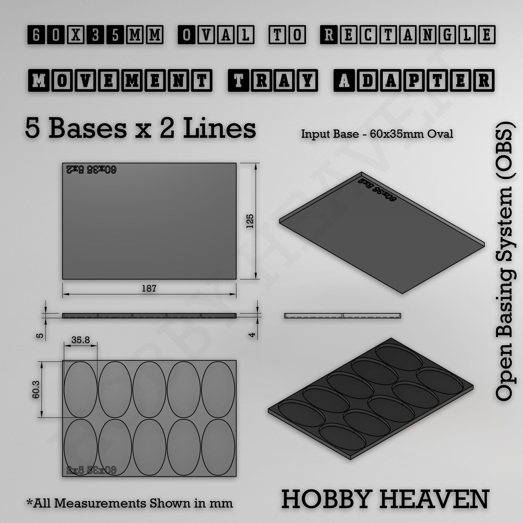 Oval to Rectangle Movement Tray Adapters