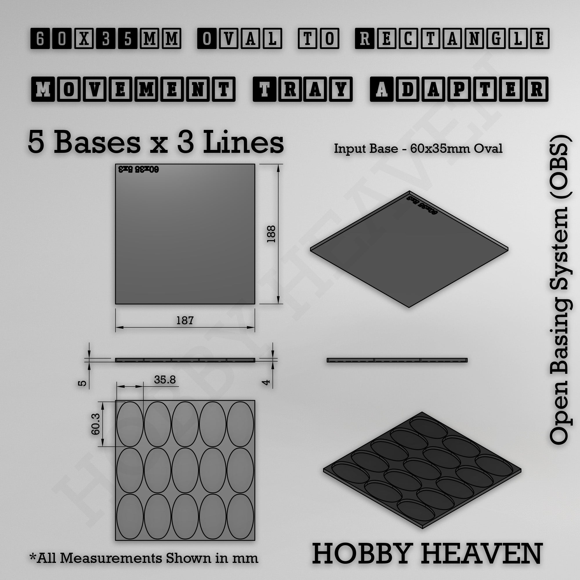 Oval to Rectangle Movement Tray Adapters