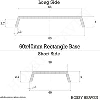 60x40mm Rectangular Plain Plastic Bases - Hobby Heaven