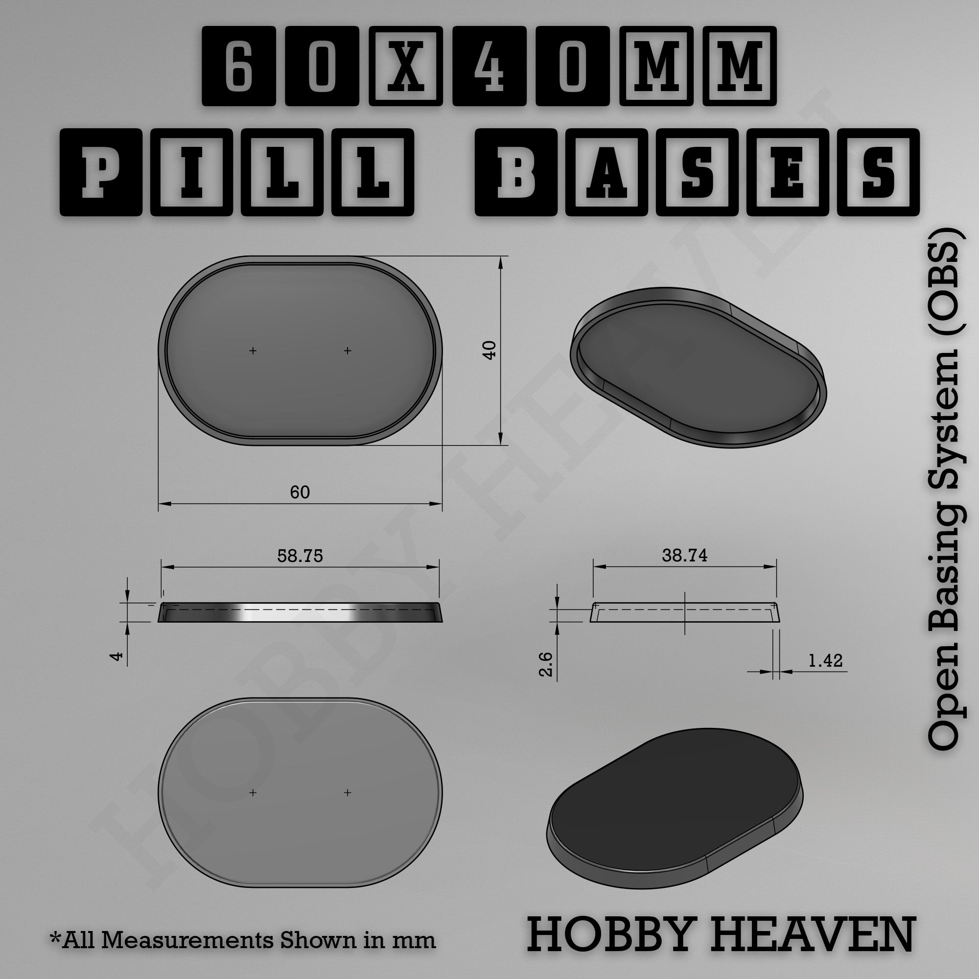 Pill Bases Range - 3d Print Full Range Tabletop Games