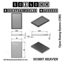 Rectangle Bases Range Sizes - 20x15mm to 75x25mm Small Sizes 3d Print Full Range Tabletop Games
