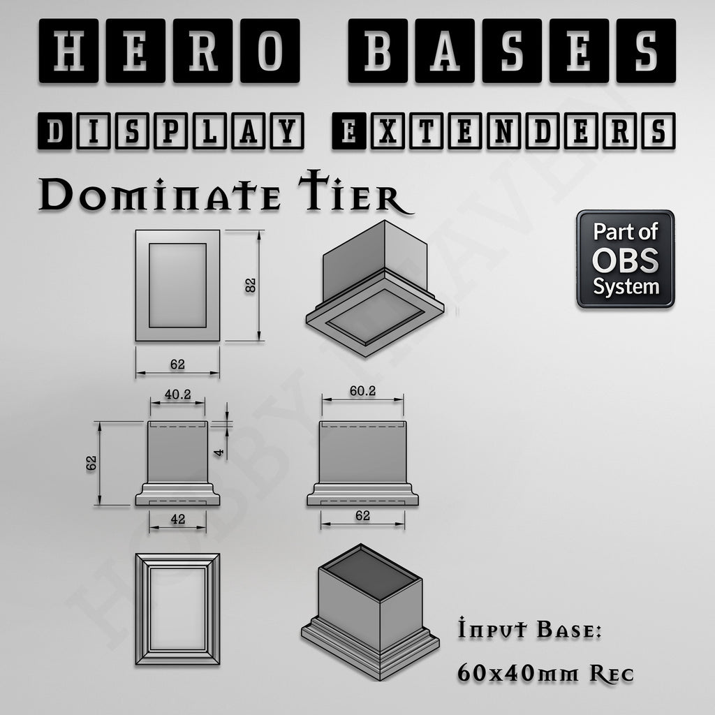 Hero Bases Display Extenders | Squares and Rectangles | Convert Gaming Bases to Display Bases & Plinths