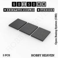 Rectangle Bases Range Sizes - 20x15mm to 75x25mm Small Sizes 3d Print Full Range Tabletop Games
