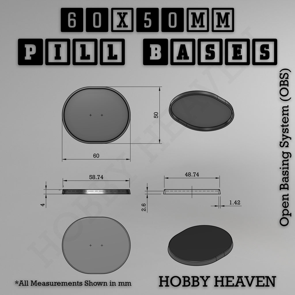 Pill Bases Range - 3d Print Full Range Tabletop Games