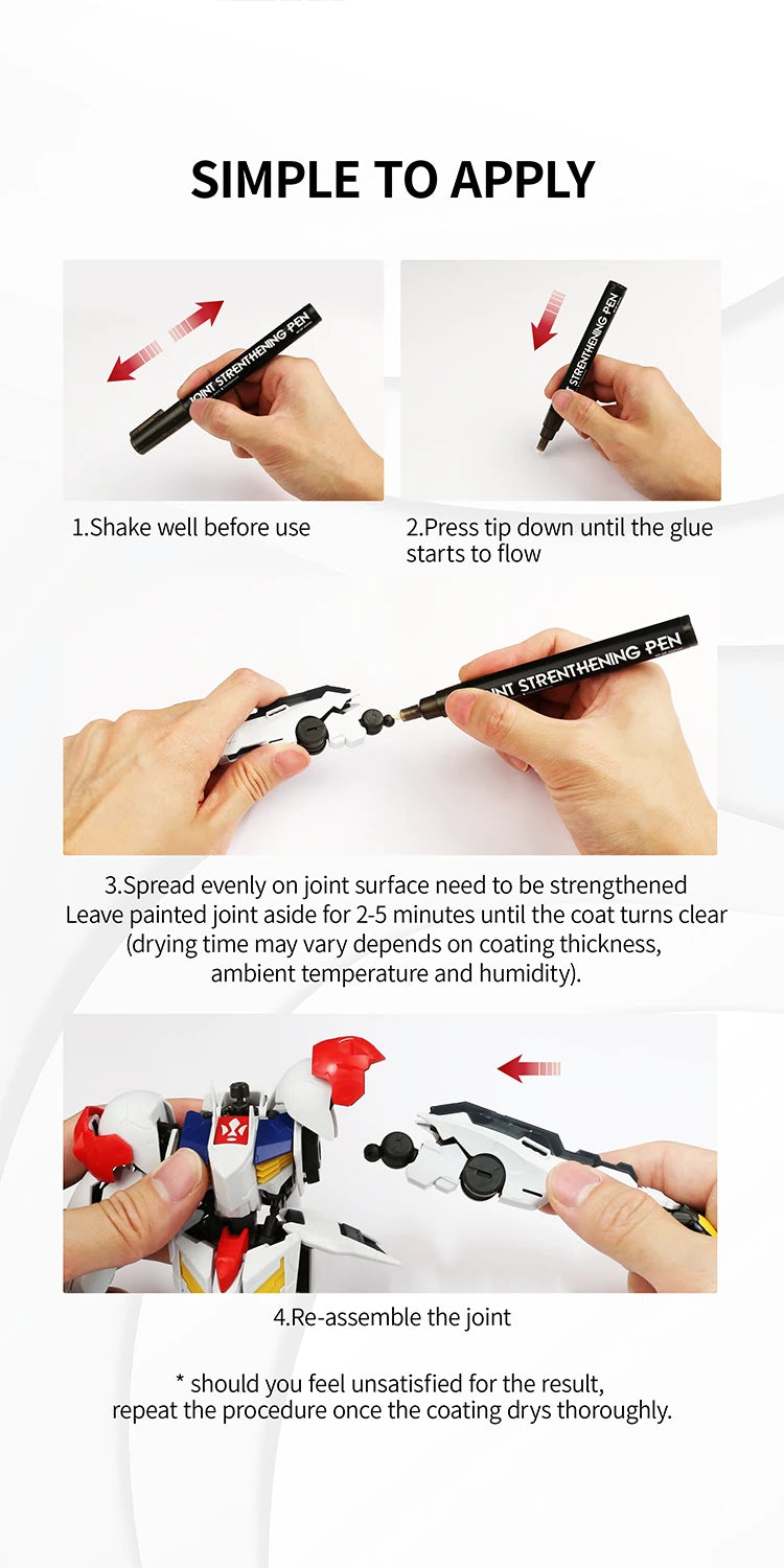 DSPIAE Simple to Apply panel: shake, press the tip, spread on the joint, leave 2-5 minutes, reassemble