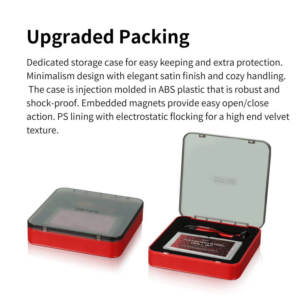 AT-VHDS ABS storage case with satin finish and magnetic closure, open and closed